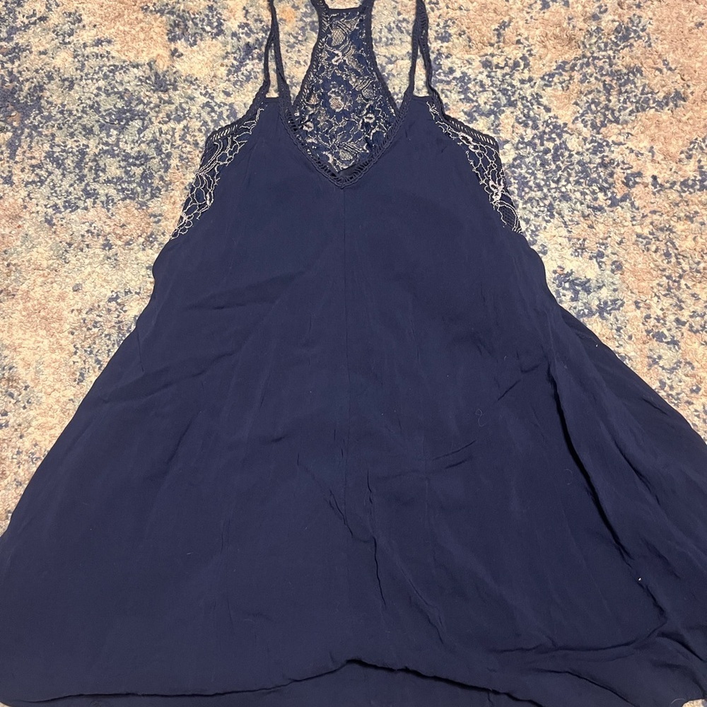 City Triangles Navy Lace Racerback Dress Women's Medium